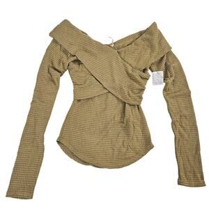 Free People Marley Top Cold Shoulder NWT Small Khaki/Brown